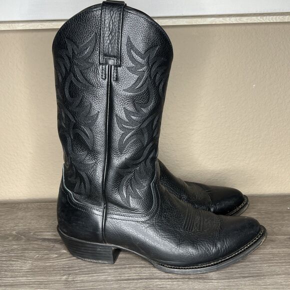 Ariat Heritage Deertan Men\'s Black Leather Cowboy Boots Size 10 EE Western main image 5